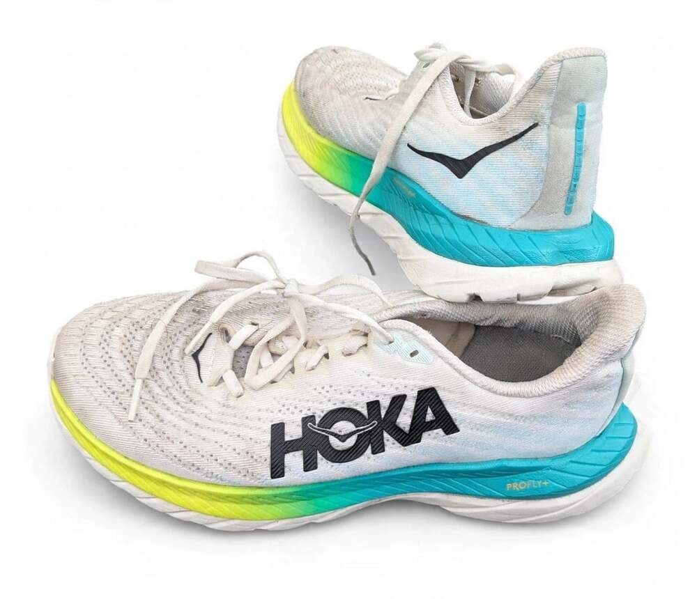 Hoka Running Shoes White Teal Yellow ProFly+